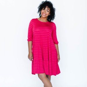 A&D Krafft Dress, Fuschia and Dark Pink Stripes